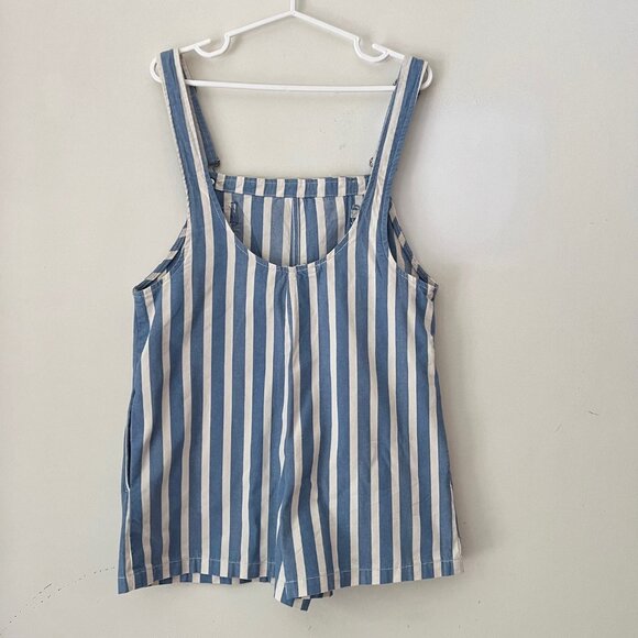 NEW ZARA Cotton Denim Relaxed Fit Striped Romper - Size S (Oversized) - Picture 8 of 14